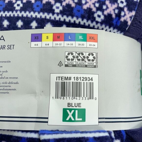 NEW Nautica Women's XL 2Pc Sleepwear Silky Stretch Fleece Blue Fair Isle - Picture 5 of 6